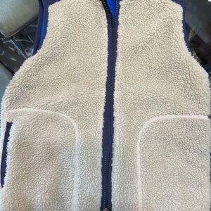 Cream and Blue Sherpa Vest